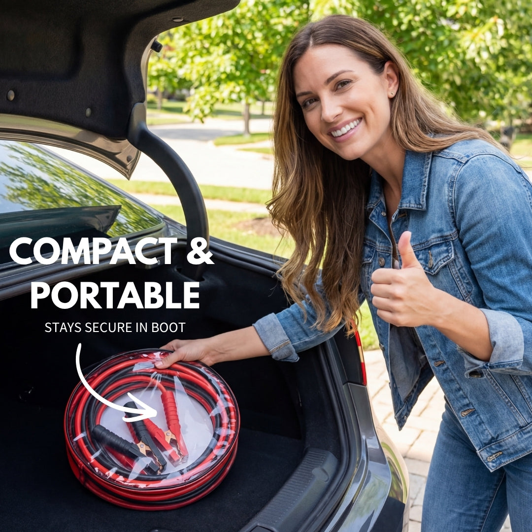 Heavy Duty Car Jumper Cable | Emergency Battery Booster Cables for Up to 2 Litre Engine Cars | High Conductivity, Tangle-Free, Durable Insulated 3 Metre Wire (Made in India)